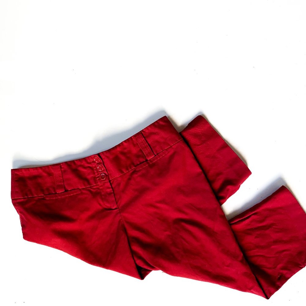 LOFT burgundy straight fit capri pants 8 petite
